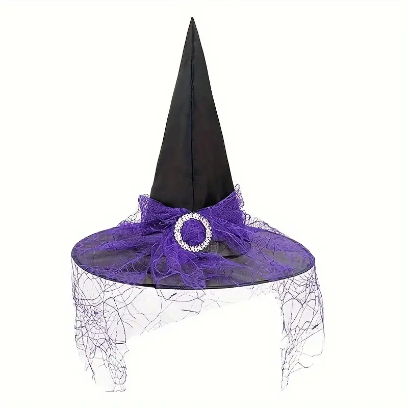 Zwart-Paarse Heksenhoed – Magische Tovenaarshoed voor Halloween & Themafeestjes