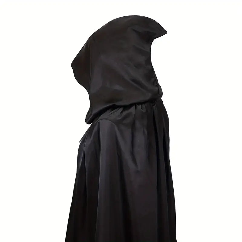 Zwarte Kapmantel - Halloween โ Verkleedcape met Kap โ Licht Doorschijnend - Unisex