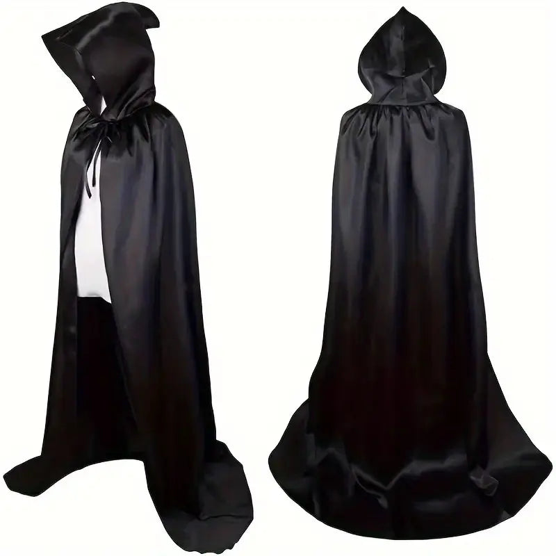 Zwarte Kapmantel - Halloween โ Verkleedcape met Kap โ Licht Doorschijnend - Unisex