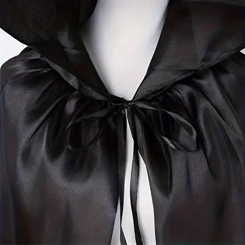 Zwarte Kapmantel - Halloween โ Verkleedcape met Kap โ Licht Doorschijnend - Unisex