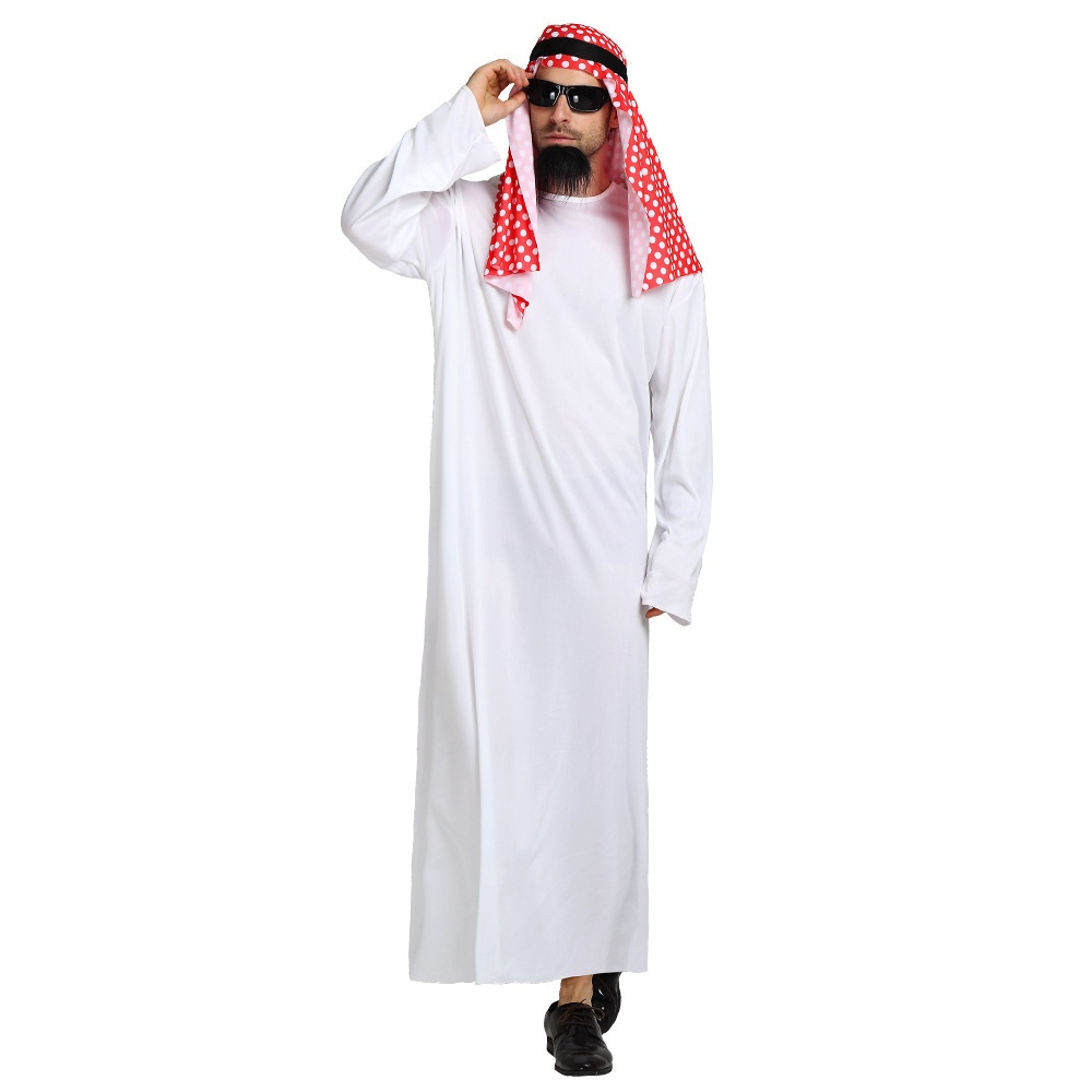 Arabische Prins Kostuum β Witte Onesie met Hoofddoek - Heren