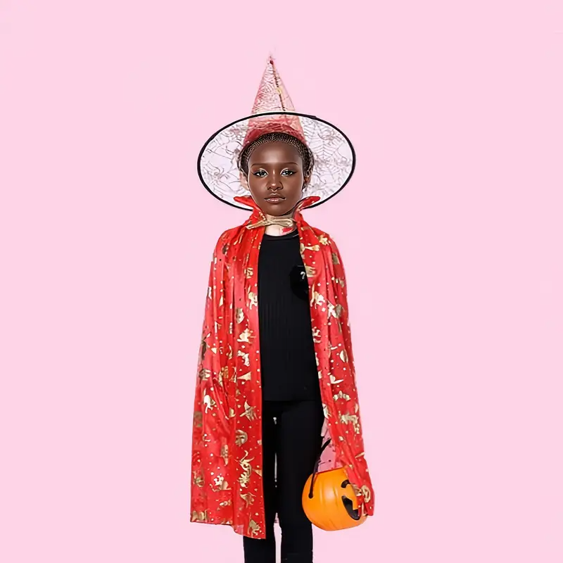 Rode Heksen Cape & Hoed Set – Magische Verkleedset voor Halloween & Themafeestjes