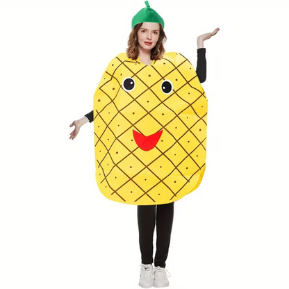 Ananas Fruit Kostuum – 2-Delige Vilt Set met Hoofddeksel – Unisex Verkleedkleding voor Carnaval & Themafeesten