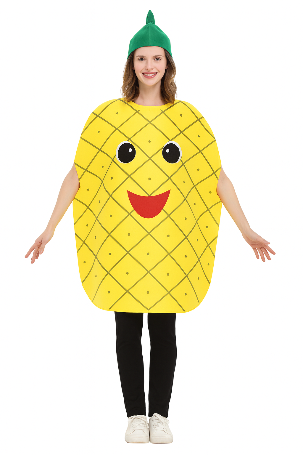 Ananas Fruit Kostuum – 2-Delige Vilt Set met Hoofddeksel – Unisex Verkleedkleding voor Carnaval & Themafeesten