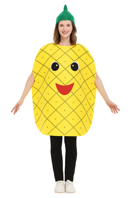 Ananas Fruit Kostuum – 2-Delige Vilt Set met Hoofddeksel – Unisex Verkleedkleding voor Carnaval & Themafeesten