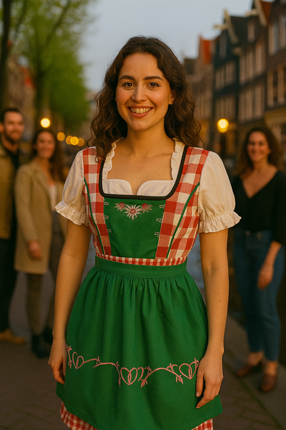 Oktoberfest Dirndl – Dames – Verkleedoutfit voor Oktoberfest & Carnaval – Groen/Rood