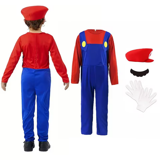 Mario Plumber Costume - Boys - Red