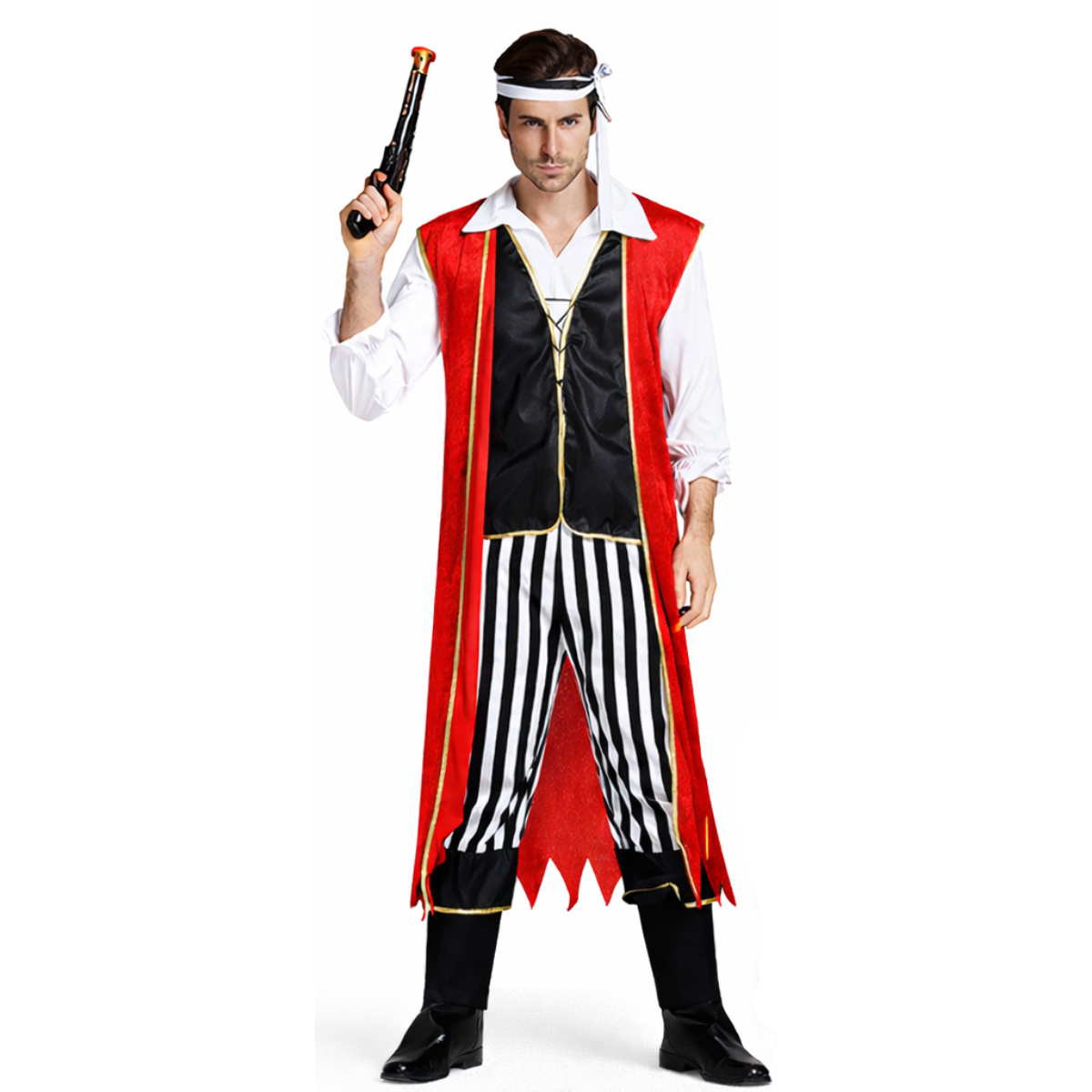Luxe piratenkostuum met lange jas voor heren – 5-delig