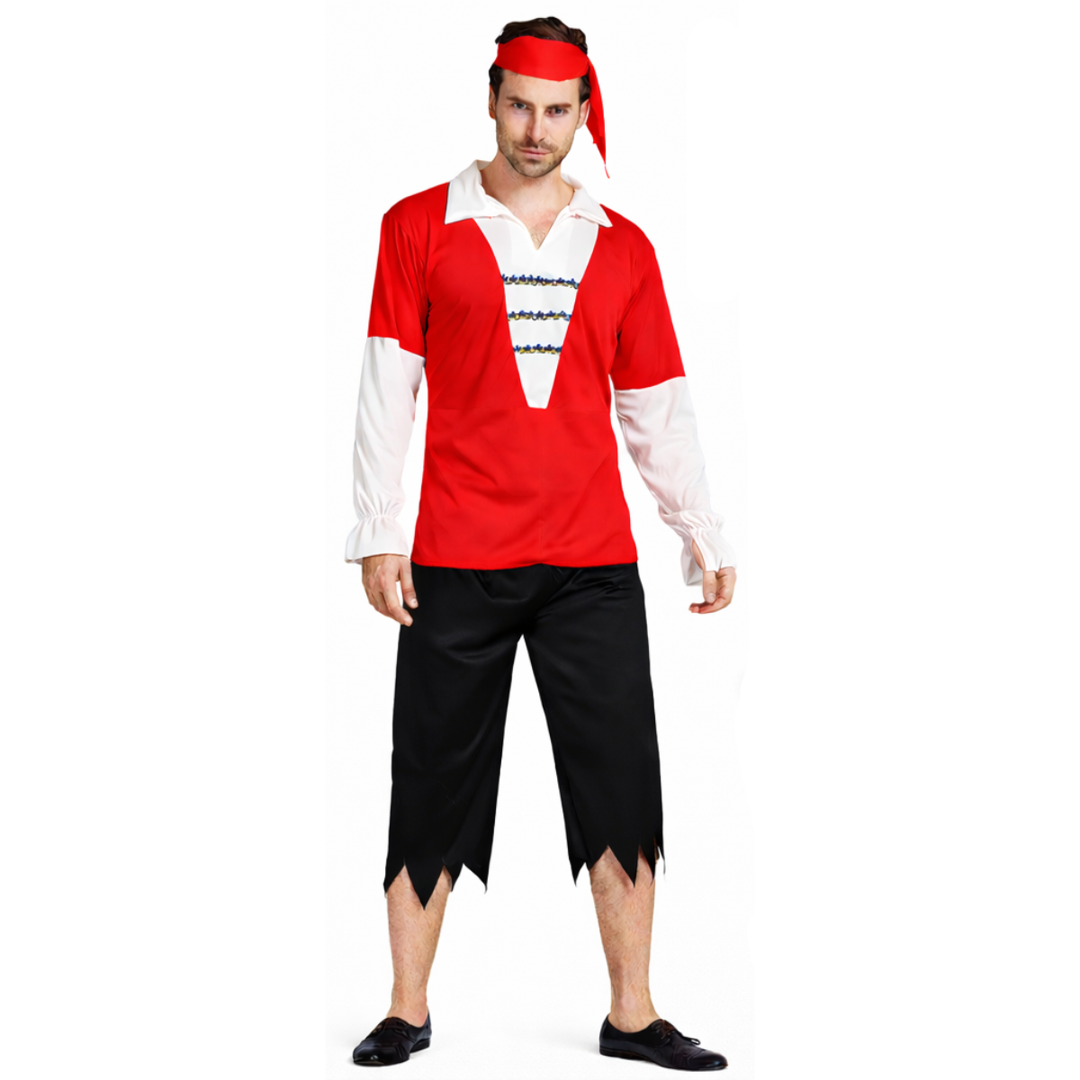 Rood-wit piratenpak voor heren – 4-delig
